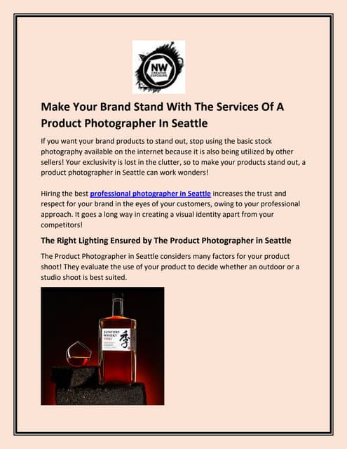 Make Your Brand Stand With The Services Of A Product Photographer In Seattle | PDF